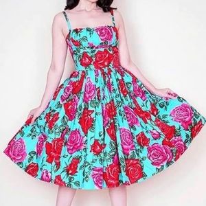 BD TURQUOISE ROSES PRIS DRESS 1XL